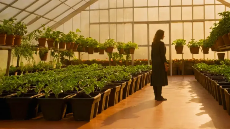 Una figura cubre las plantas de la luz