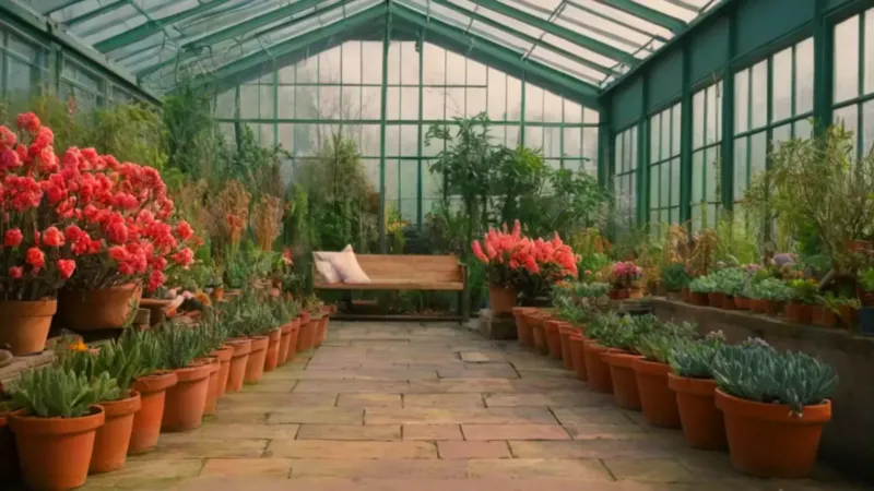 Alguien cuida plantas en un invernadero