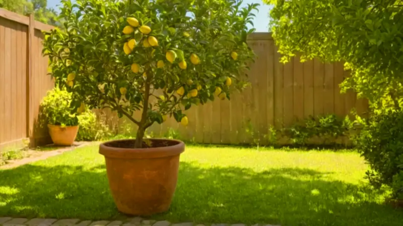 Alguien inspecciona un limonero en el jardín