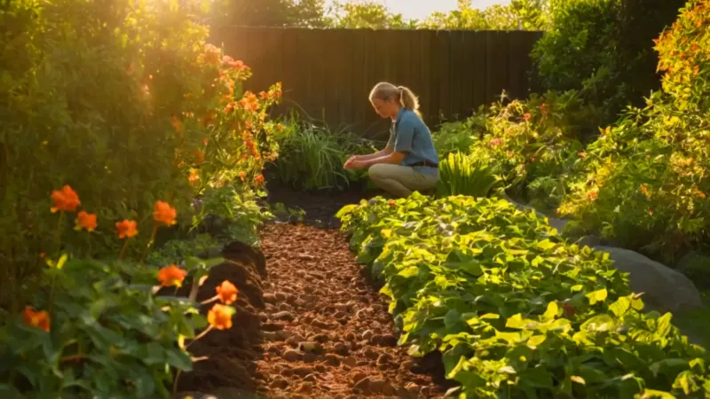 Persona cuida farolillos chinos en el jardín