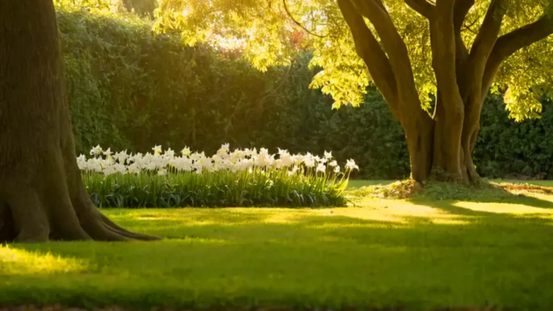 Alguien cuida su jardín al atardecer