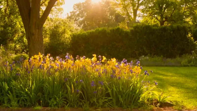 Una persona atiende su jardín florido
