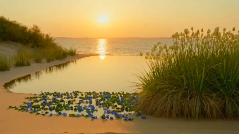 Figura serena junto al río dorado