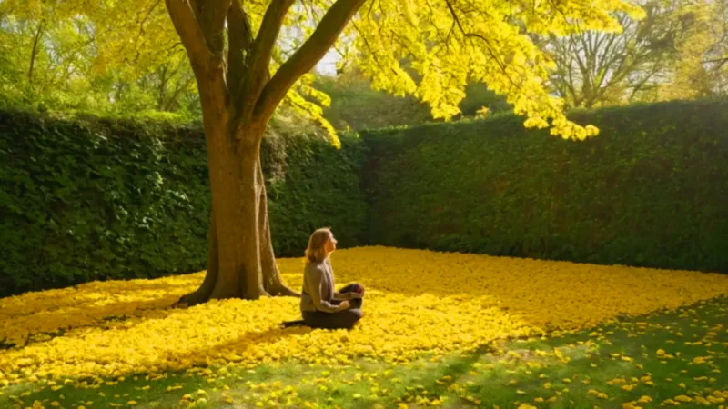 Jardinero trabaja bajo una lluvia de oro
