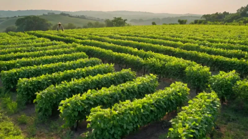 Un campesino cultiva locotos bajo el sol