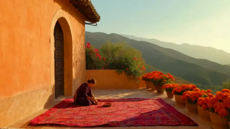 Una mujer prepara una ofrenda de flores