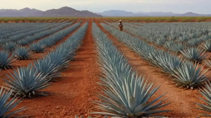 Campesino trabaja el agave bajo el sol