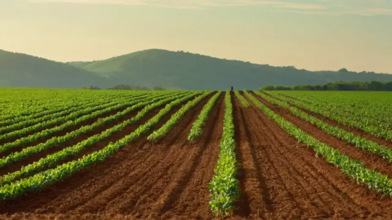 Un agricultor examina su maizal al sol