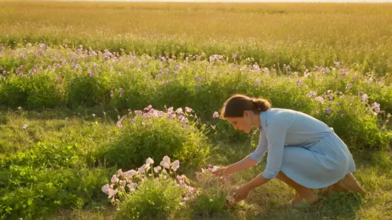 Cosecha serena en un campo soleado