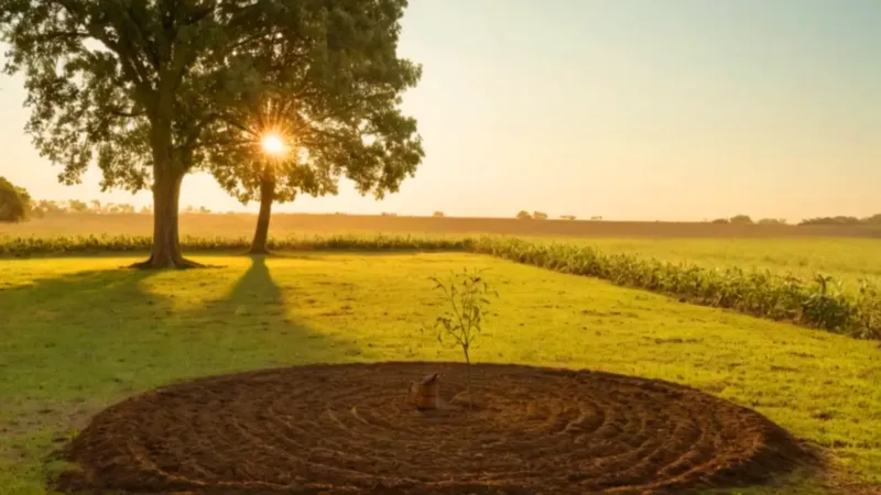 Una persona planta un árbol de mango