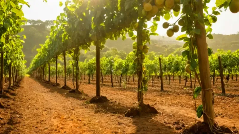Extenso y tranquilo cultivo de maracuyá