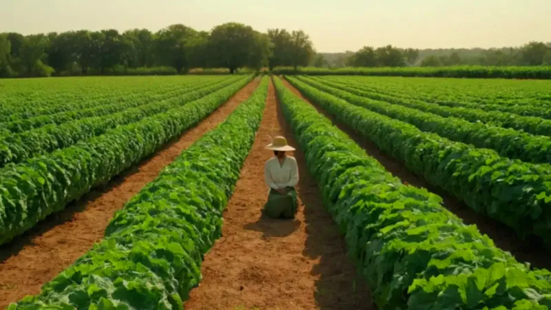 Un agricultor cosecha melones bajo el sol