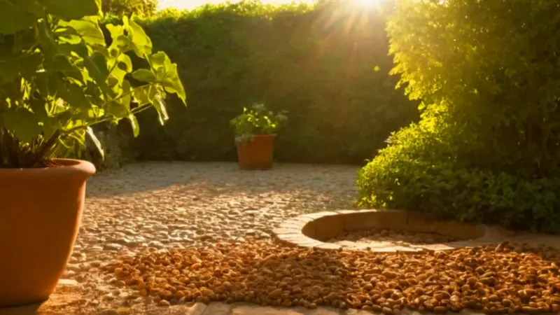 Alguien abona una planta en el jardín