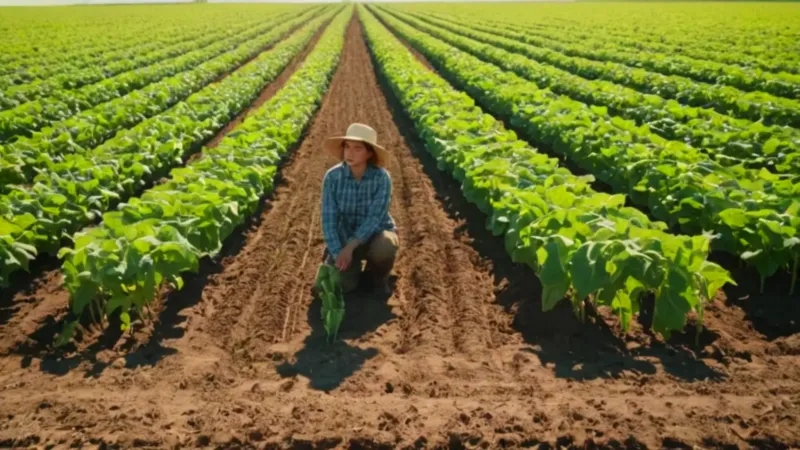 Agricultor cuidando su siembra en el campo