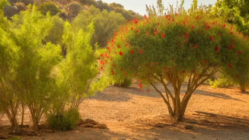 Una figura cuida un árbol al sol