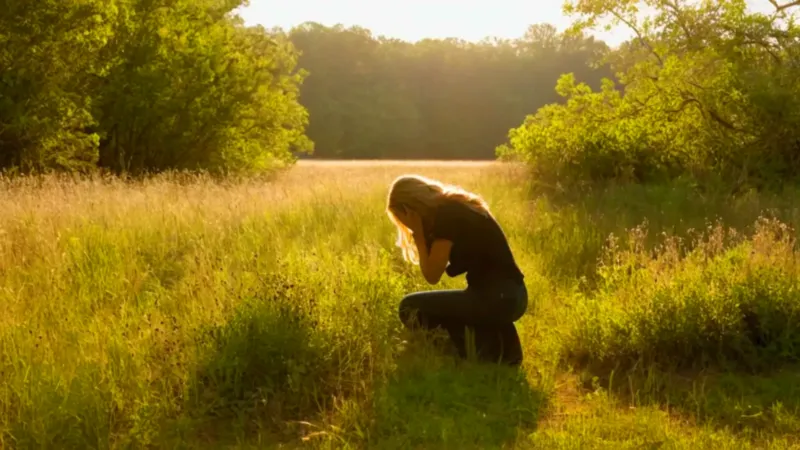 Figura recoge bayas silvestres en un claro