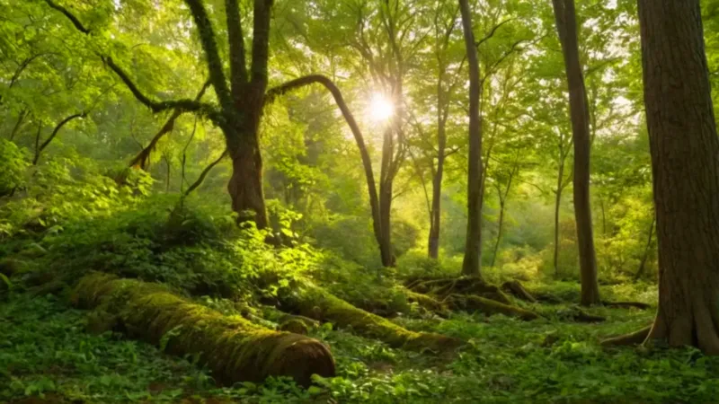 Alguien recolecta en la espesura del bosque