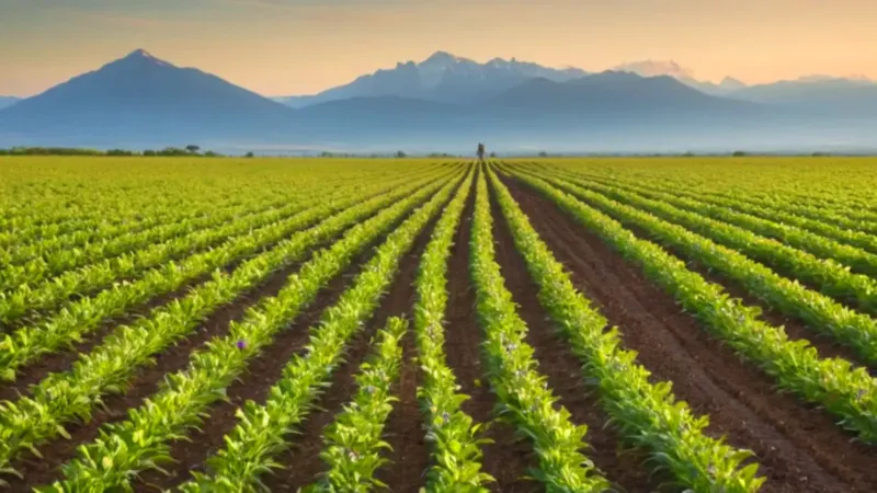 Una figura contempla el campo al atardecer