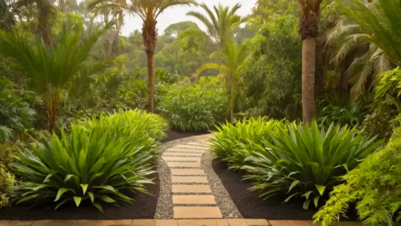 Una persona cuida un jardín frondoso