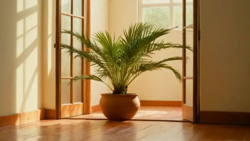 Persona cuidando una planta a contraluz
