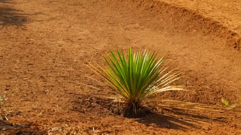 Una persona siembra una joven palmera