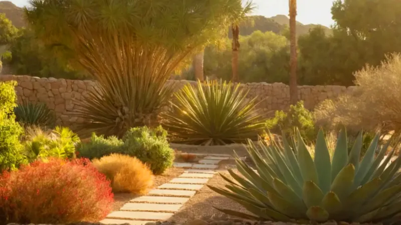 Palmera en jardín durante el atardecer