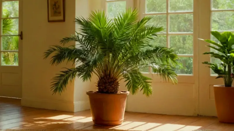 Alguien riega una planta a contraluz