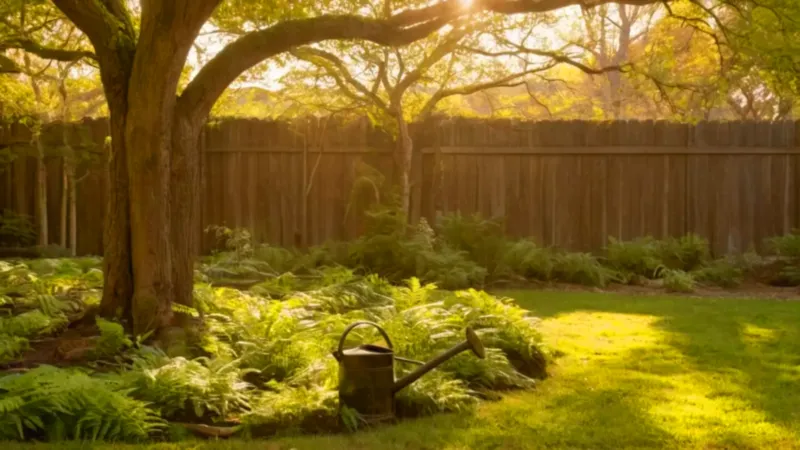 Una persona cuida un árbol en el jardín