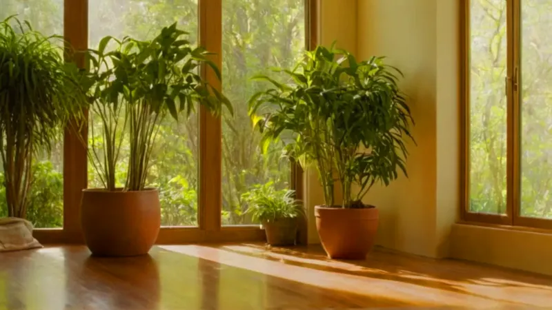 Persona cuida su planta en habitación luminosa