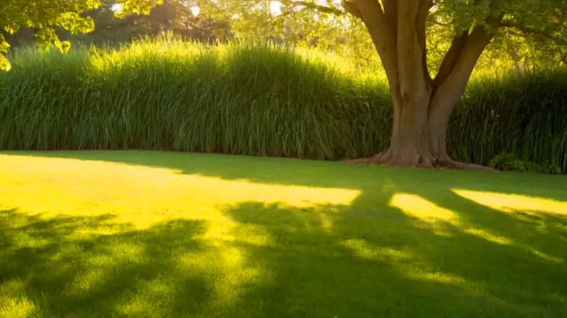 Una persona hace jardinería al atardecer