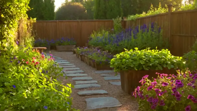 Cuidando el jardín en el atardecer
