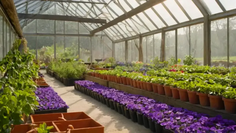 Alguien cuida flores en un invernadero