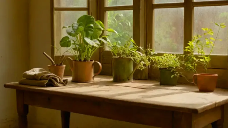 Una persona cultiva plantas en la luz