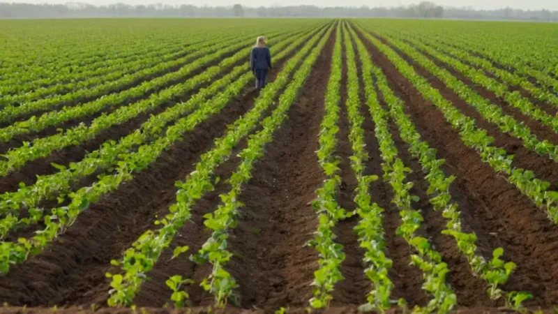 Agricultor cuidando su siembra