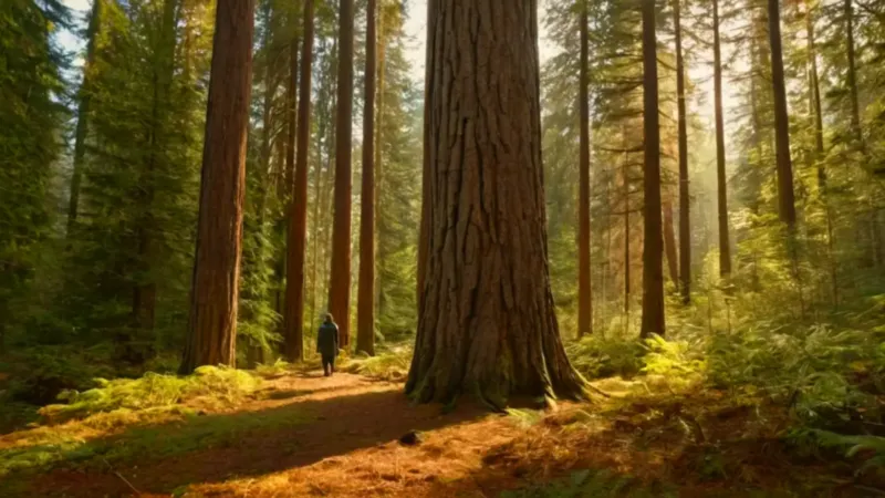 Un hombre contempla la inmensidad del bosque