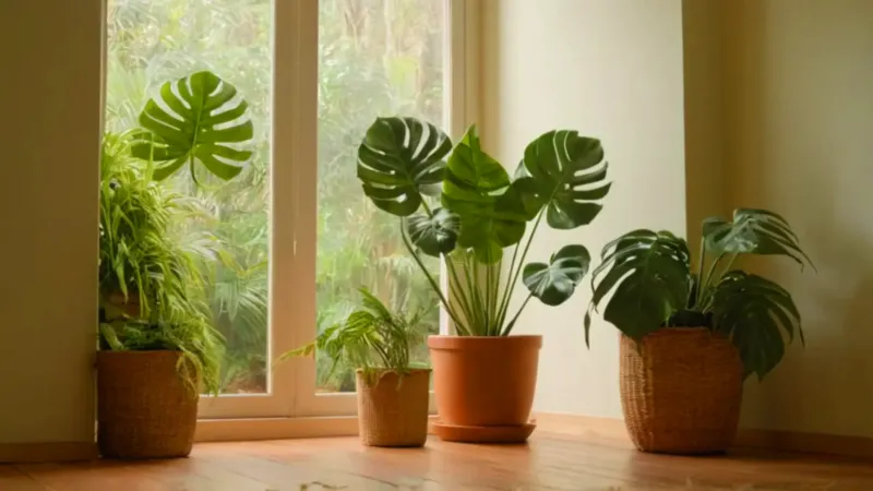 Persona fotografiando plantas en un interior luminoso