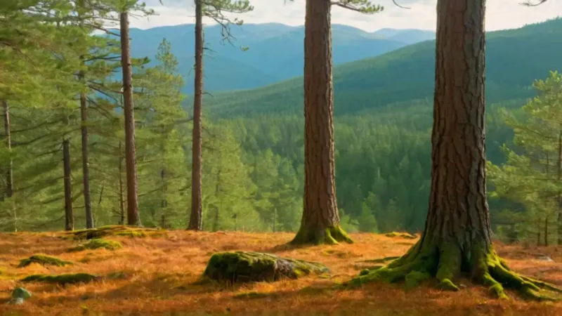 Atardecer solitario junto a un pino