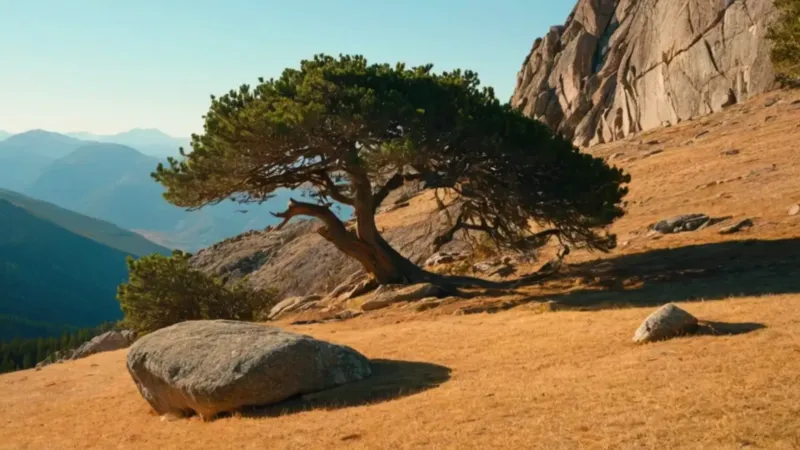 Figura solitaria en la inmensa montaña