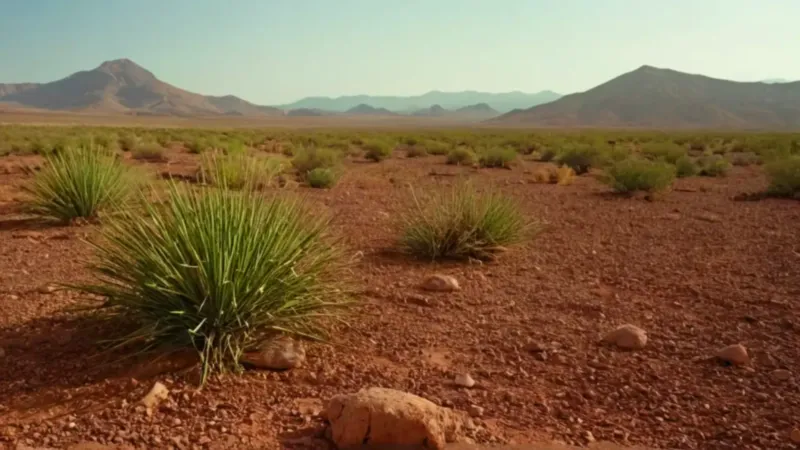 Una figura arrodillada en un paisaje árido