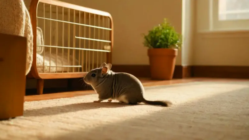 Una persona observa a su chinchilla