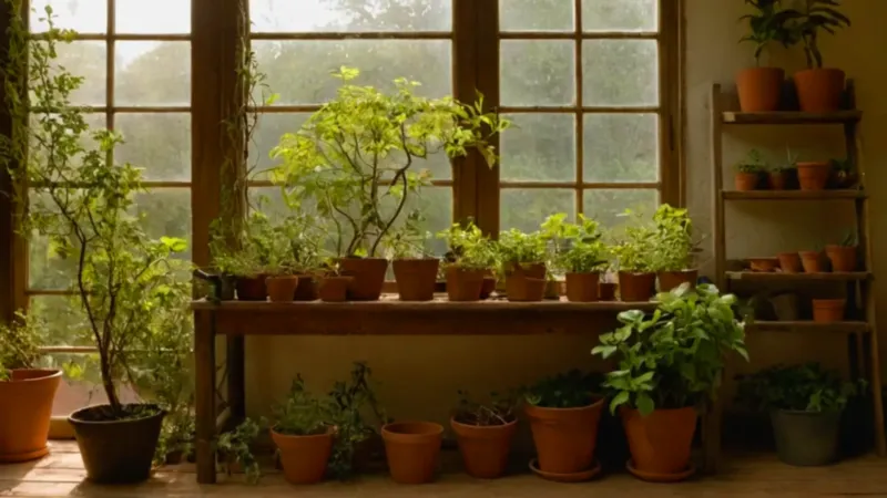 Alguien cuida una planta en un cuarto soleado