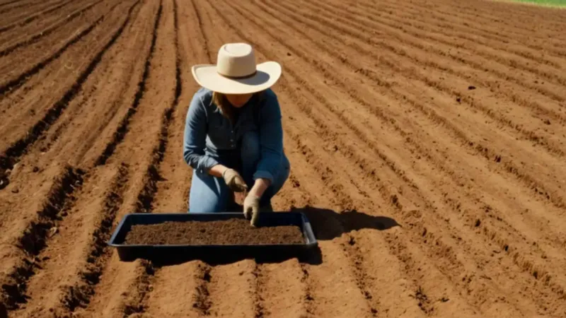 Un campesino siembra la tierra