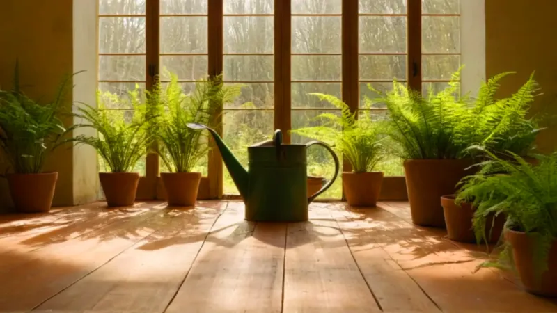 Alguien cuida plantas con luz solar