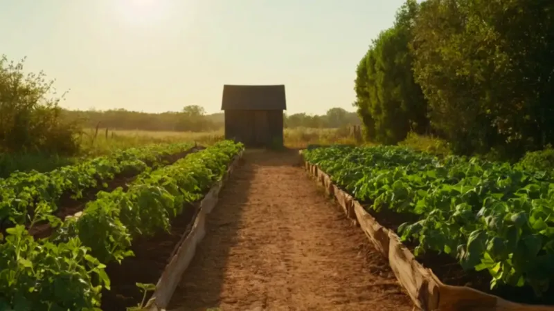 Alguien cultiva un huerto bajo el sol