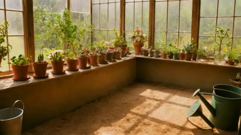 Alguien cuida suculentas dentro de un invernadero