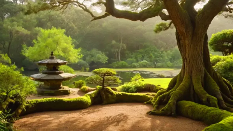 Serena contemplación en un jardín japonés