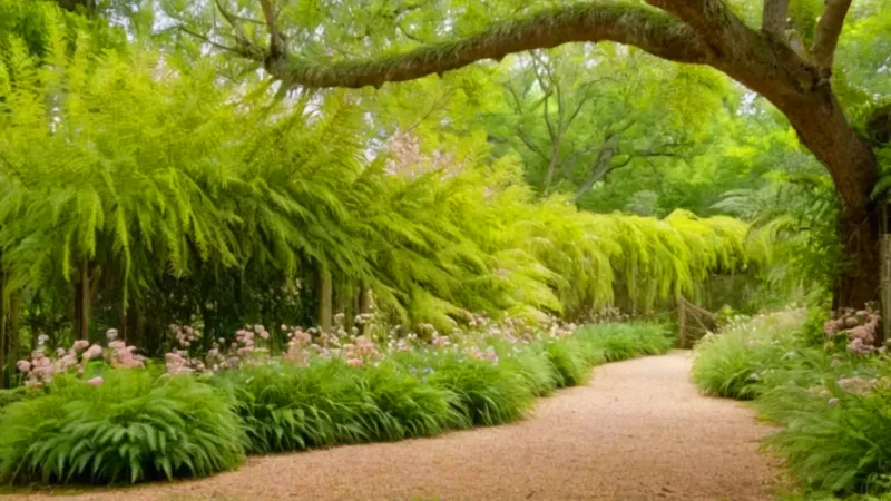 Persona observa la mimosa en el jardín