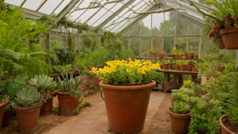 Alguien cuida plantas en un invernadero