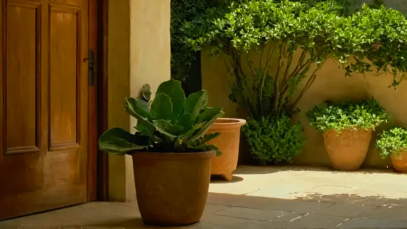 Mujer en calma cuidando sus plantas