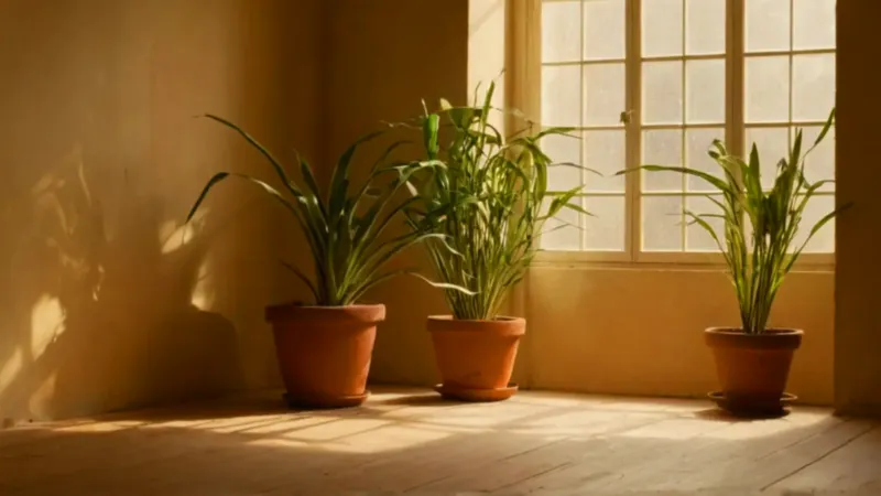 Alguien cuida una planta en un cuarto soleado